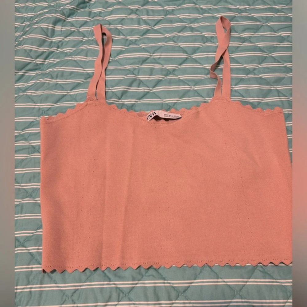 Zara Pink Sleeveless Crop Top Women Sz L